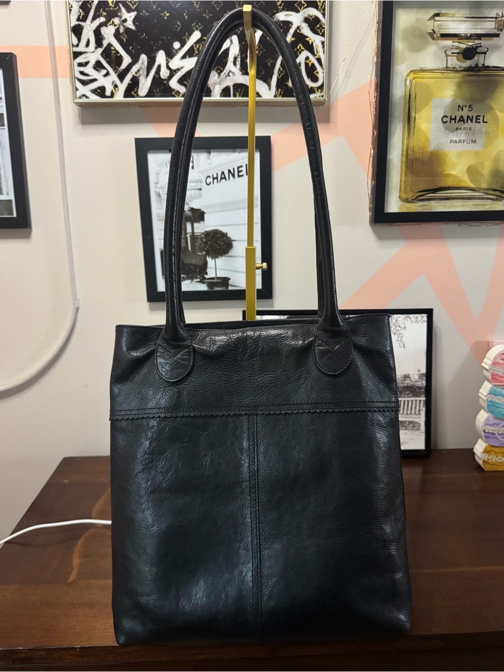 J. Jill Black Leather Tote Shoulder Bag
